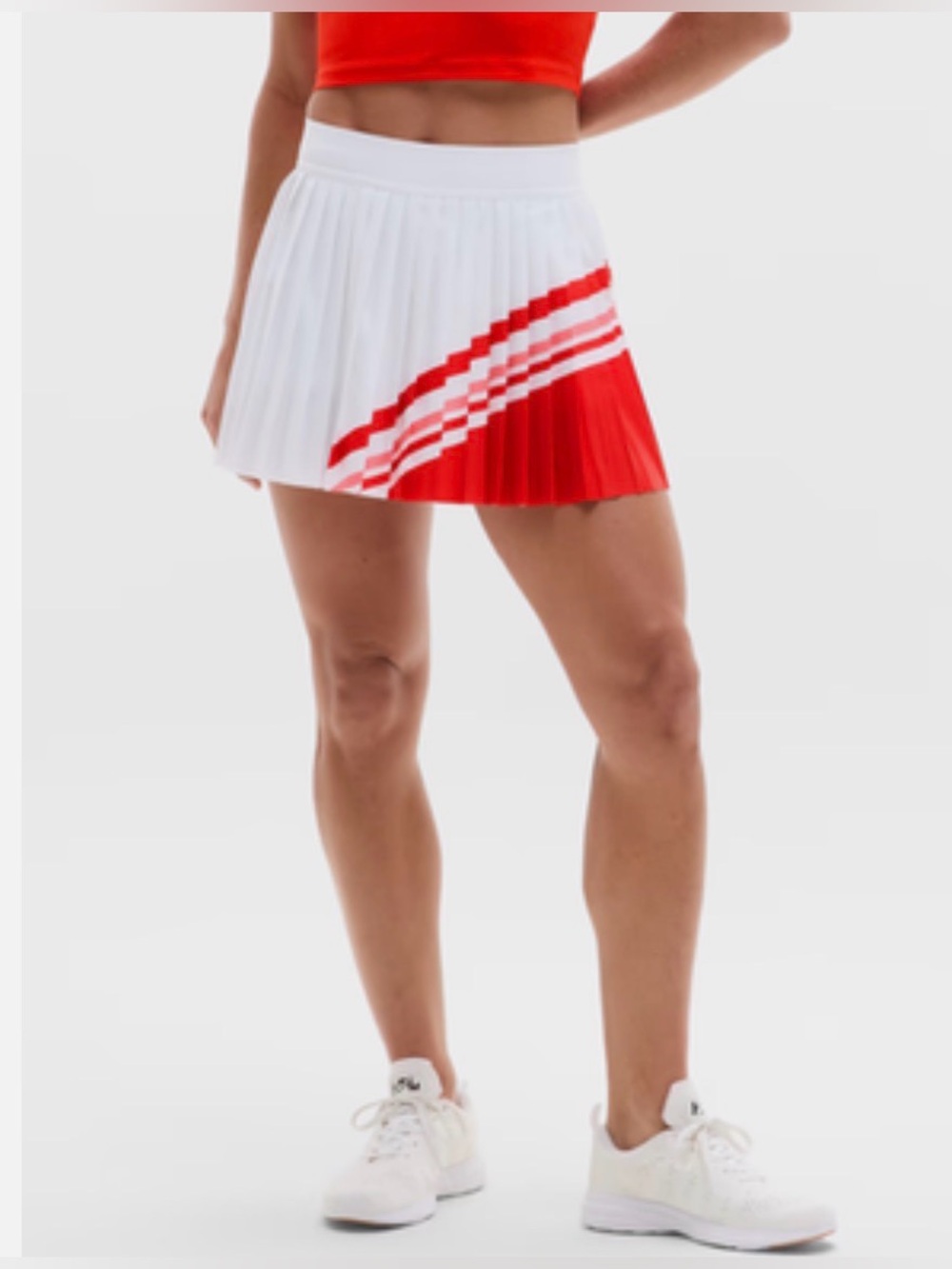 Athleta Match Point Pleated Colorblock Skort XL NWT White Red